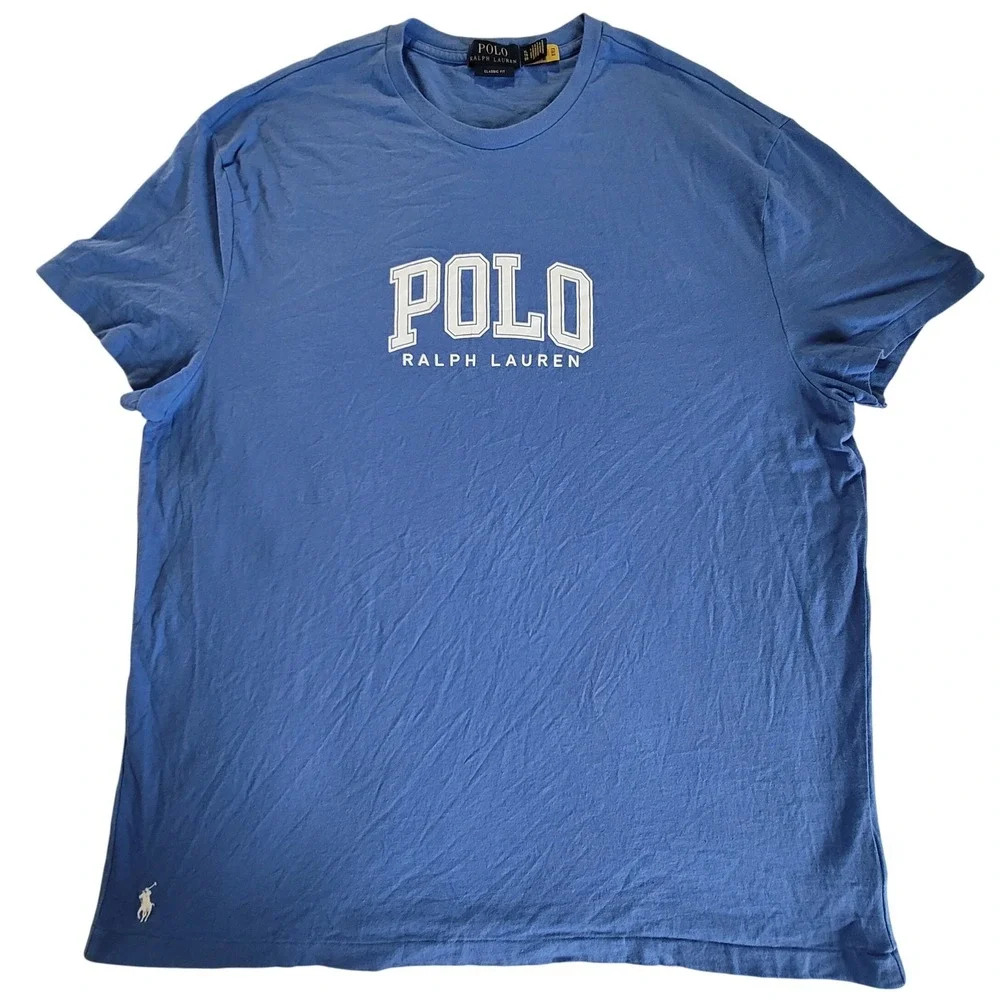 Polo Ralph Lauren T-Shirt Mens XL Blue Classic Fit Graphic Logo Cotton Tee